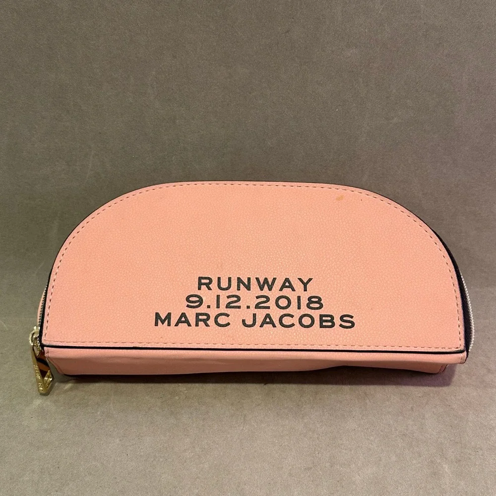 Marc Jacobs Runway 9.12.2018 Pink Half Moon Cosmetic Pouch Bag Gold Hardware